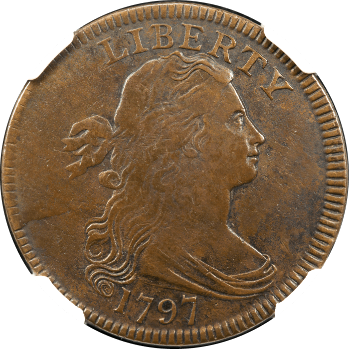 1797 Draped Bust Large Cent (1c) Reverse of 1797, Stems Obverse Image