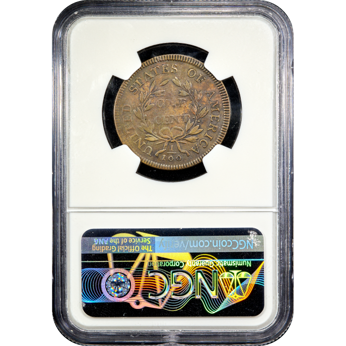 1797 Draped Bust Large Cent (1c) Reverse of 1797, Stems Reverse Slab Image