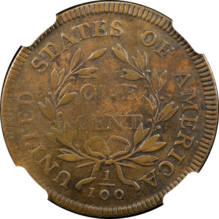 1797 Draped Bust Large Cent (1c) Reverse of 1797, Stems Reverse Image