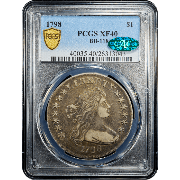 1798 Draped Bust Dollar ($1) BB-118  Obverse Slab Image