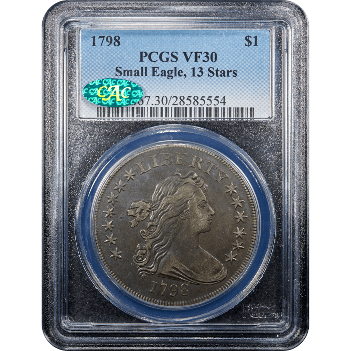1798 Draped Bust Dollar ($1) Small Eagle, 13 Stars SLAB Image