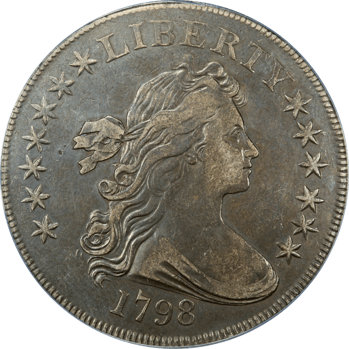1798 Draped Bust Dollar ($1) Small Eagle, 13 Stars OBVERSE Image