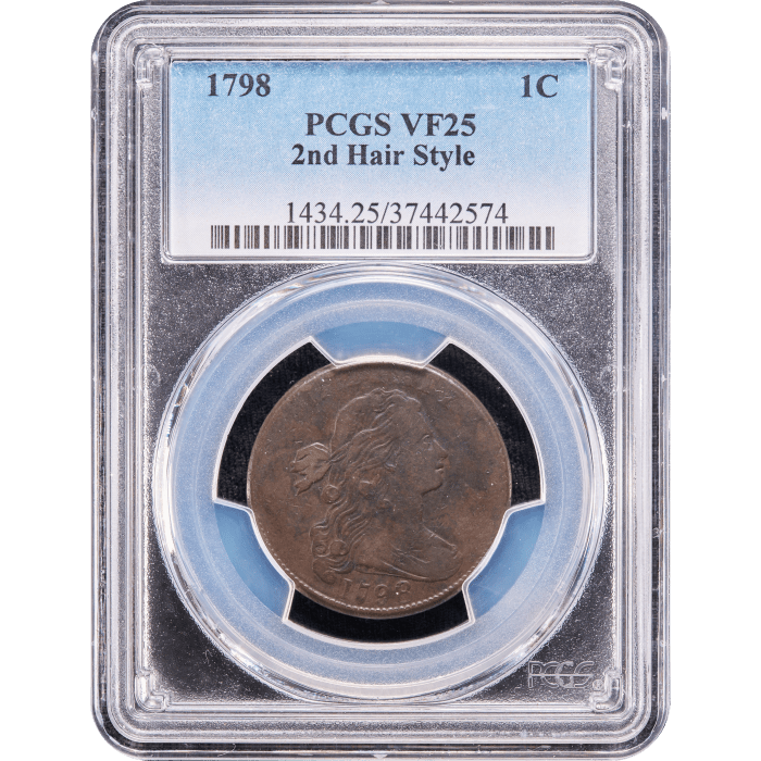 1798 Draped Bust Large Cent (1c) 2nd Hair Style Obverse Slab Image