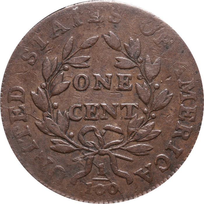 1798 Draped Bust Large Cent (1c) 2nd Hair Style Reverse Image