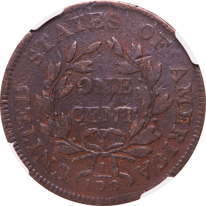 1798 Draped Bust Large Cent (1c) First Hair Style S-148 REVERSE Image