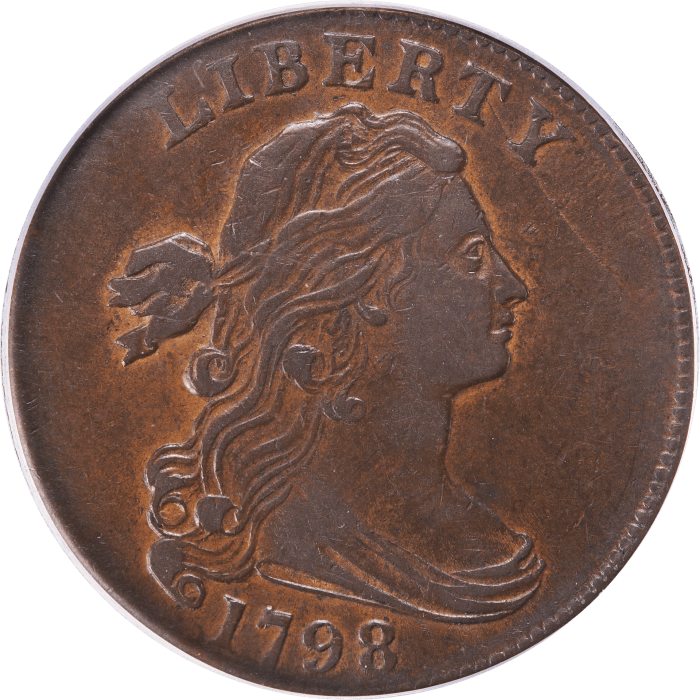 1798 Draped Bust Large Cent (1c) Second Hair Style OGH Obverse Image
