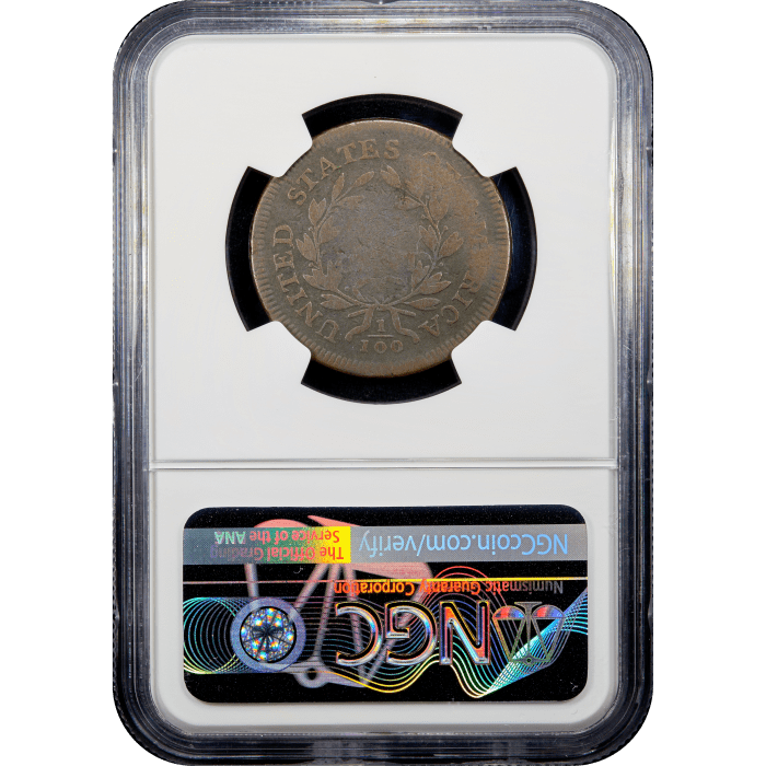 1798/7 Draped Bust Large Cent (1c) Reverse Slab Image