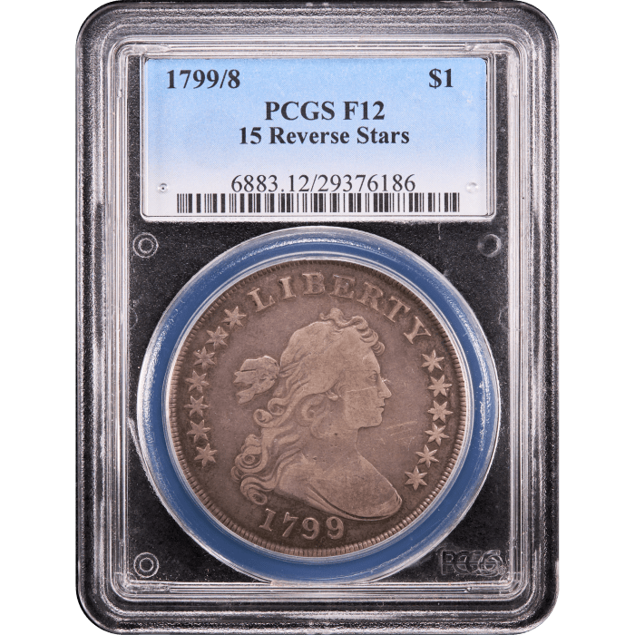 1799/8 Draped Bust Dollar ($1) 15 Reverse Stars Obverse Slab Image