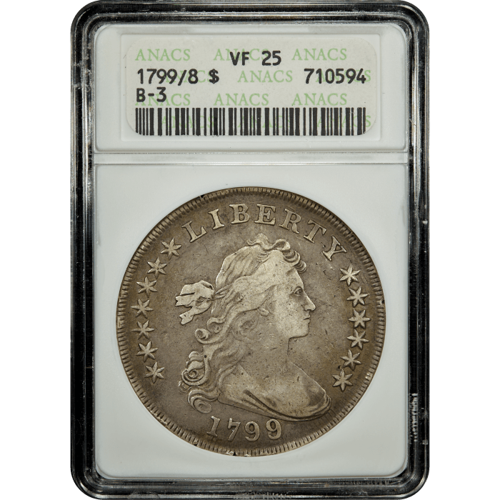 1799/8 Draped Bust Dollar ($1) B-3 15 Reverse Stars SLAB Image