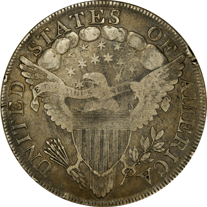 1799/8 Draped Bust Dollar ($1) B-3 15 Reverse Stars REVERSE Image