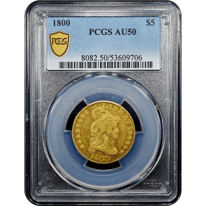 1800 Draped Bust Gold Half Eagle ($5) SLAB Image