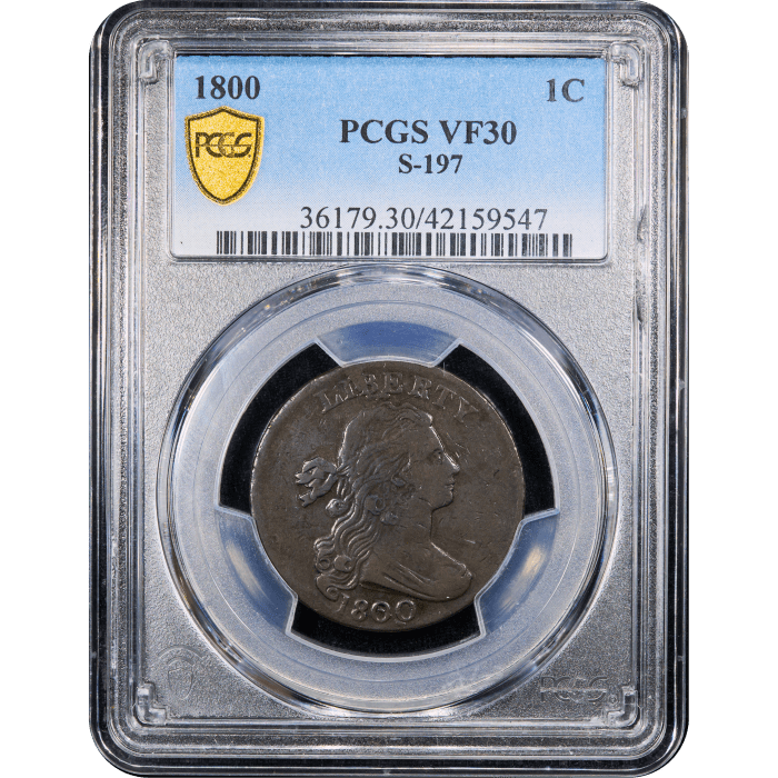 1800 Draped Bust Large Cent (1c) S-197 Obverse Slab Image