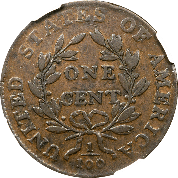 1800 Draped Bust Large Cent (1c) S-205 Reverse Image