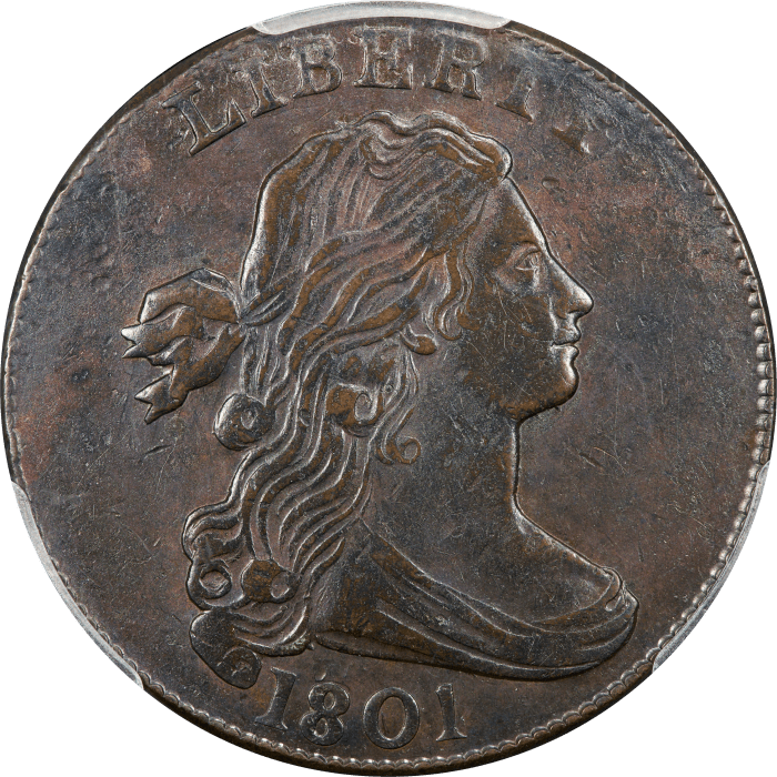 1801 Draped Bust Large Cent (1c) 3 Errors Reverse Obverse Image