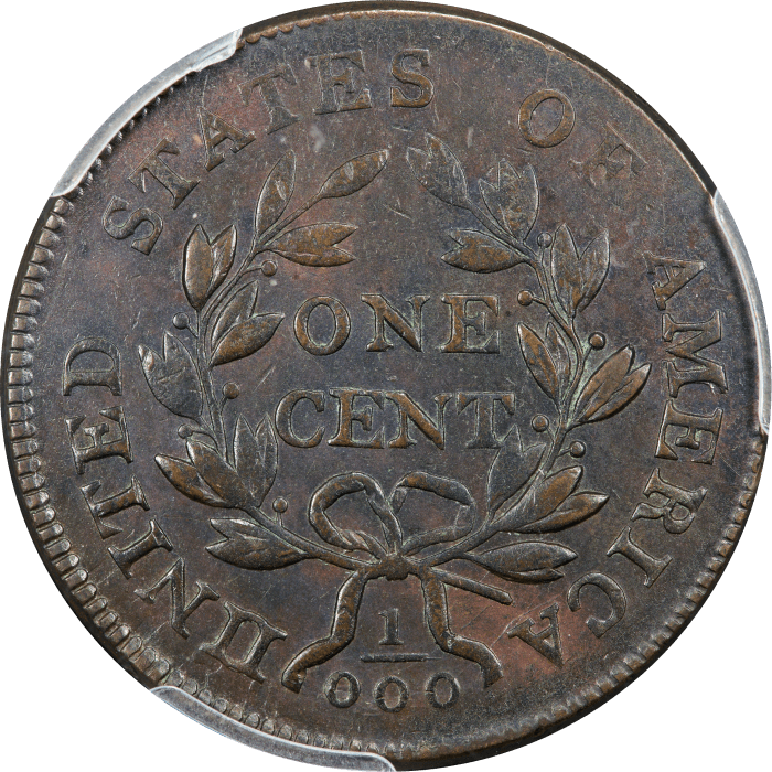 1801 Draped Bust Large Cent (1c) 3 Errors Reverse Reverse Image