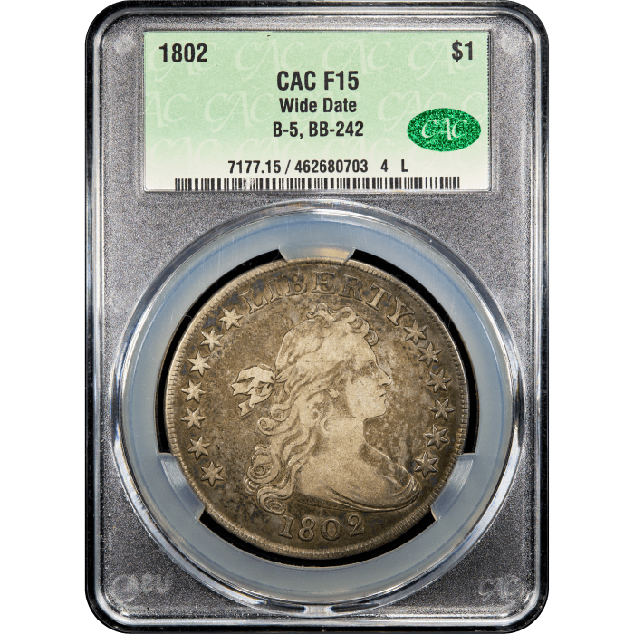 1802 Draped Bust Dollar ($1) Wide Date Obverse Slab Image