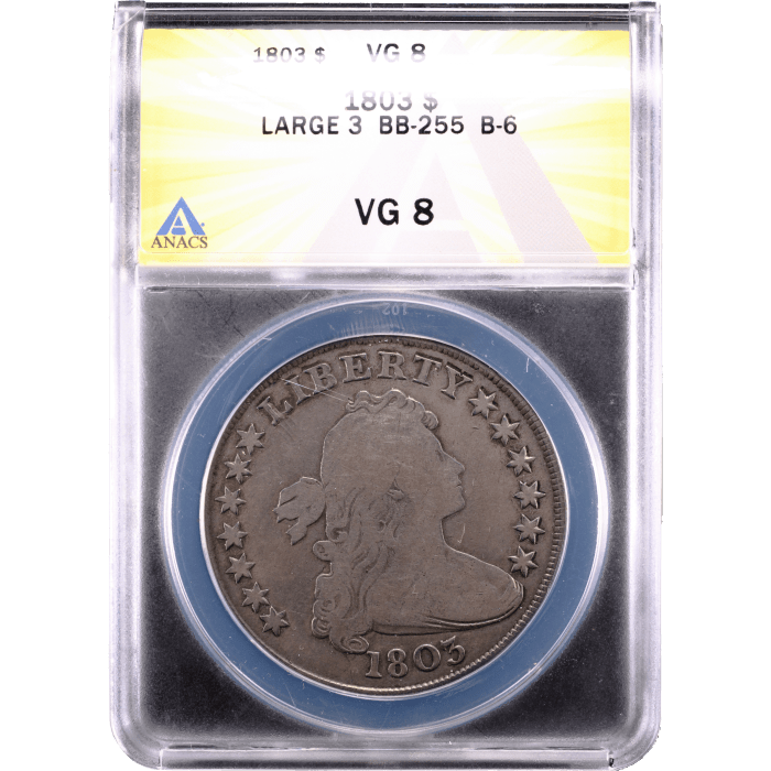 1803 Draped Bust Dollar ($1) Large 3 Obverse Slab Image