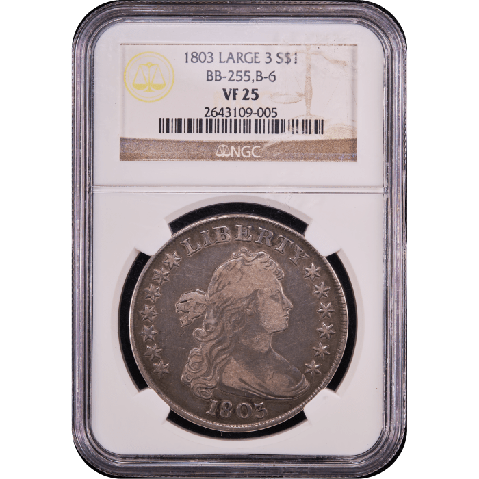 1803 Draped Bust Dollar ($1) Large 3 Obverse Slab Image