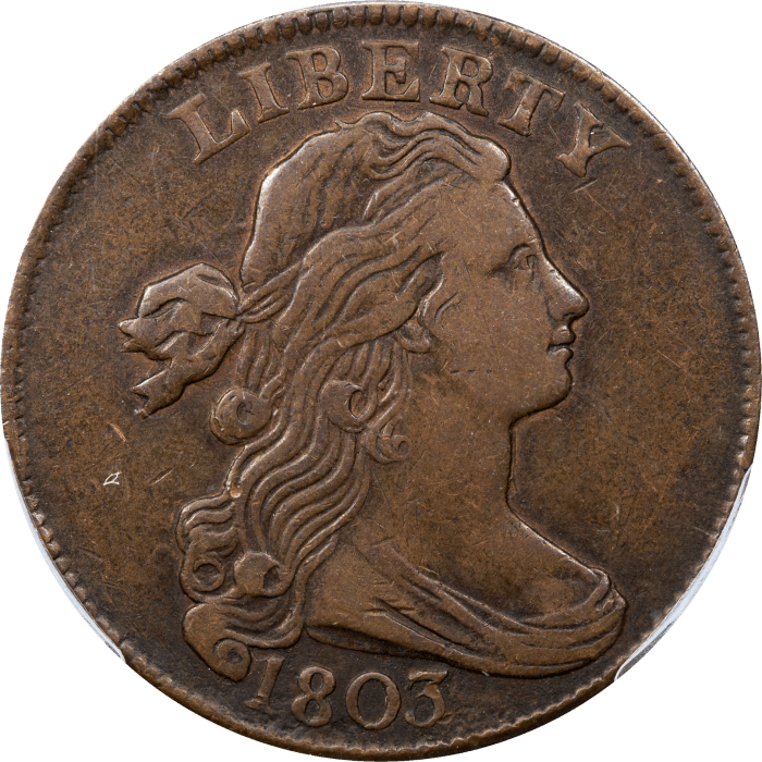 1803 Draped Bust Large Cent (1c) Small Date Small Fraction OBVERSE Image
