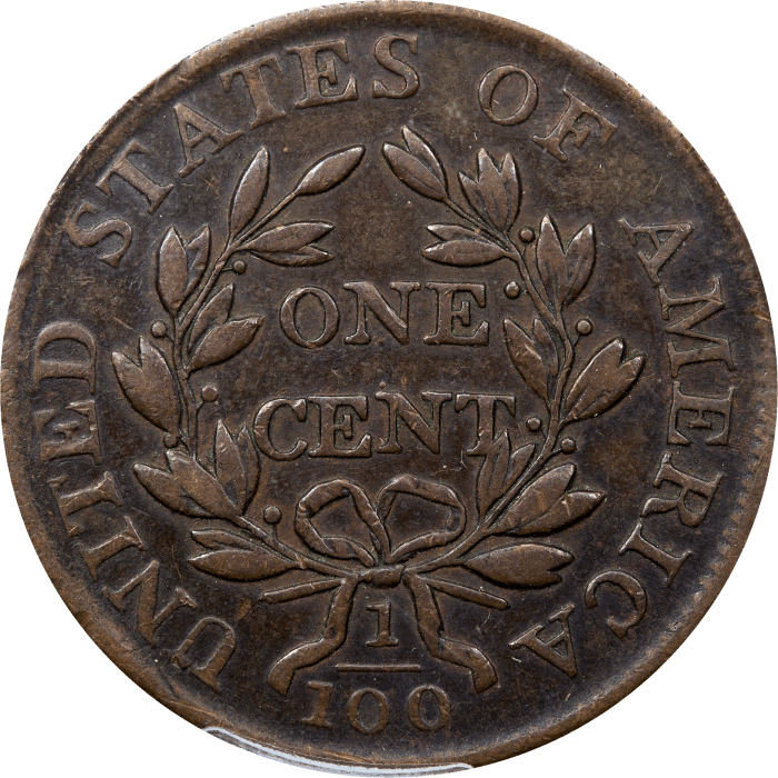 1803 Draped Bust Large Cent (1c) Small Date Small Fraction REVERSE Image