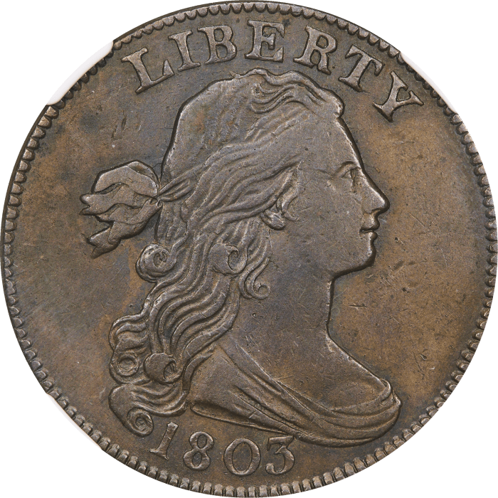 1803 Draped Bust Large Cent (1c) Small Date Small Fraction S-254 Obverse Image