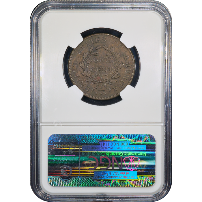 1803 Draped Bust Large Cent (1c) Small Date Small Fraction S-254 Reverse Slab Image