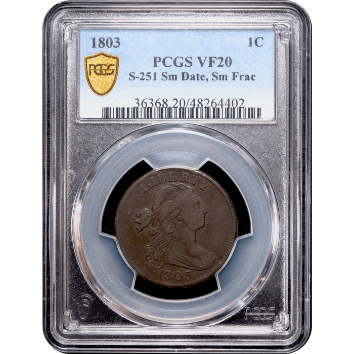 1803 Draped Bust Large Center (1c) Small Date Small Fraction Obverse Slab Image
