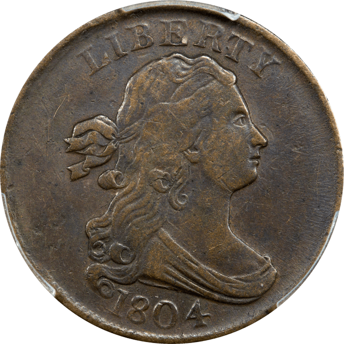 1804 Draped Bust Half Cent (1/2c) Plain 4 No Stems Obverse Image