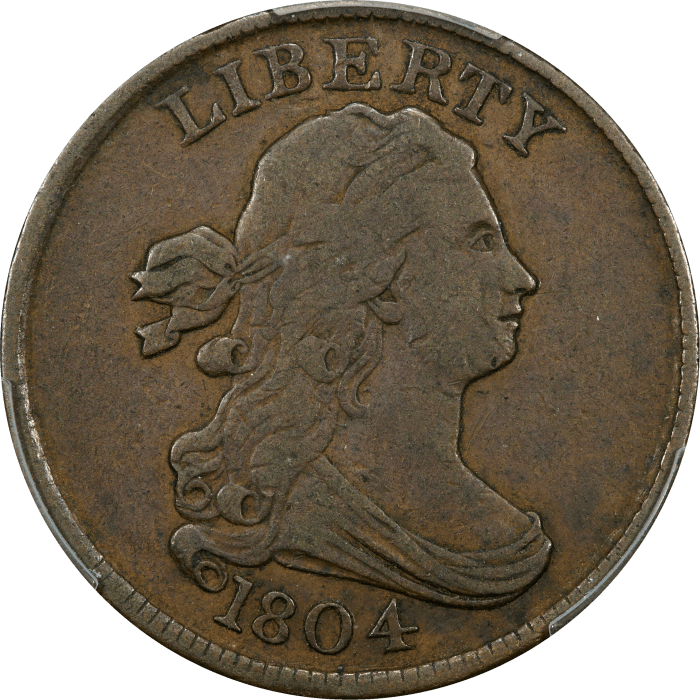 1804 Draped Bust Half Cent (1/2c)  Plain 4 Stems OBVERSE Image