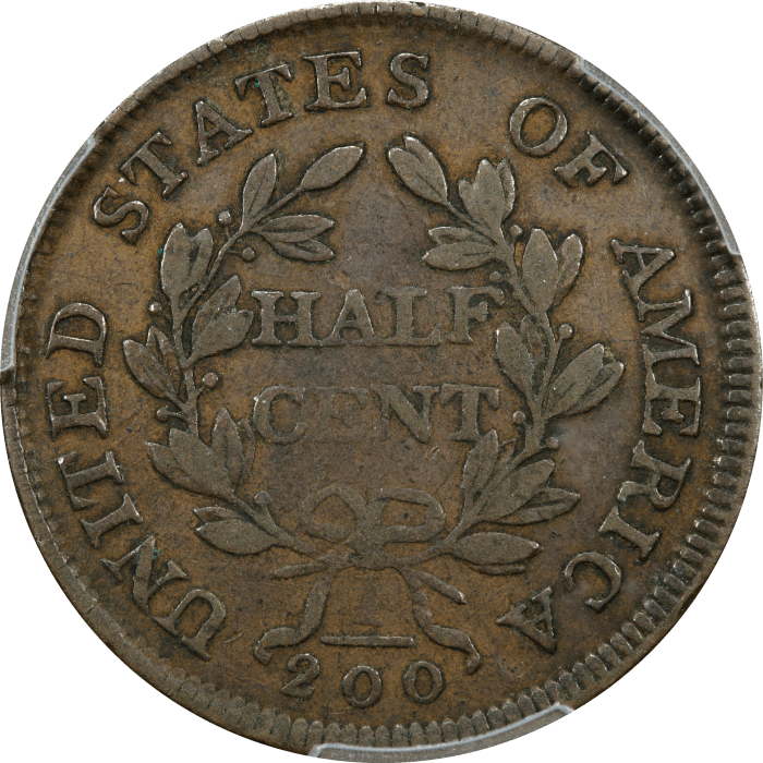 1804 Draped Bust Half Cent (1/2c)  Plain 4 Stems REVERSE Image