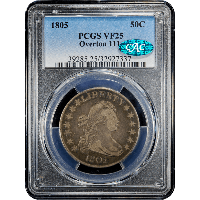 1805 Draped Bust Half Dollar (50c) O-111 Obverse Slab Image