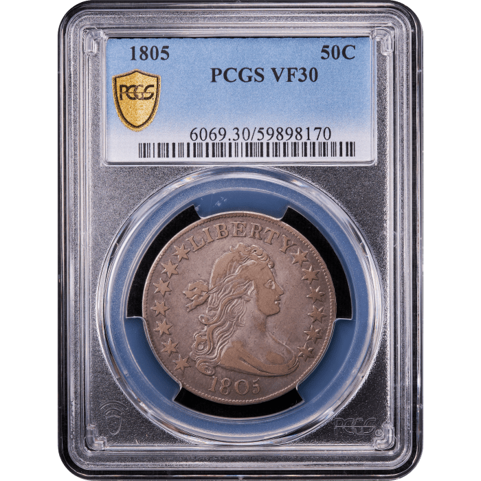 1805 Draped Bust Half Dollar (50c) Obverse Slab Image