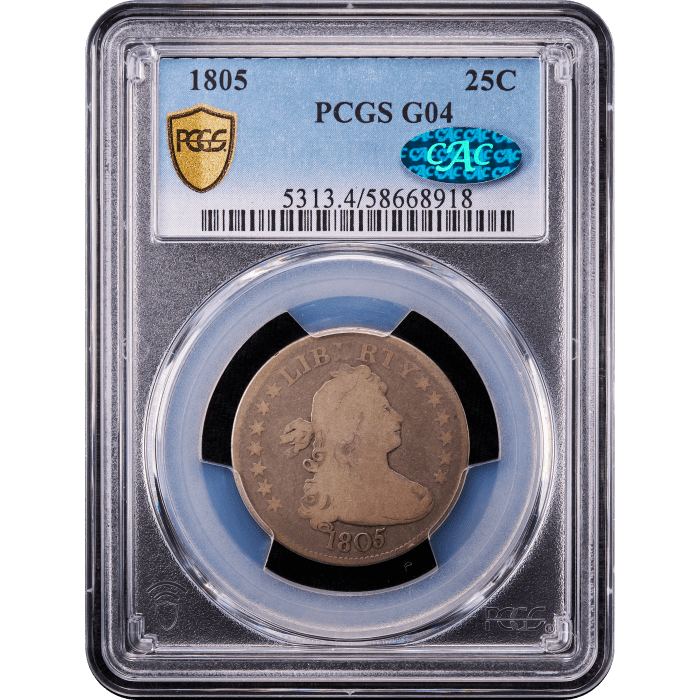 1805 Draped Bust Quarter (25c) Obverse Slab Image
