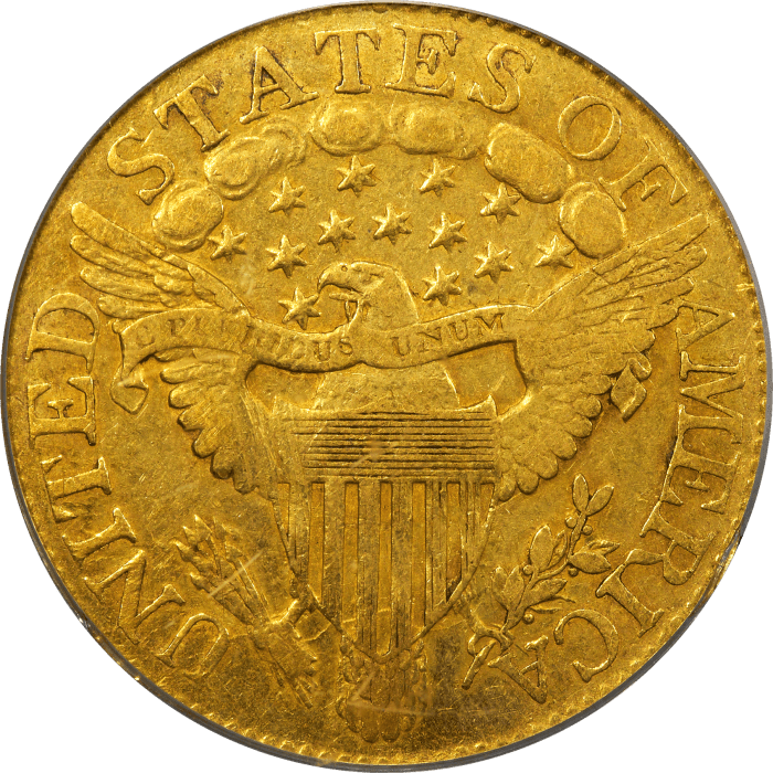 1806 Draped Bust Gold Half Eagle ($5) Knobbed 6, 7x6 Stars REVERSE Image