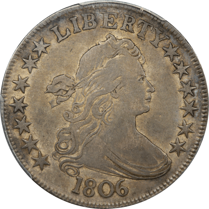 1806 Draped Bust Half Dollar (50c) Pointed 6, Stem Obverse Image