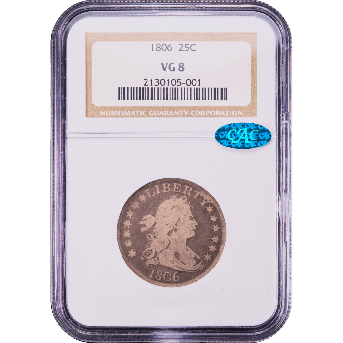 1806/5 Draped Bust Quarter (25c) Obverse Slab Image