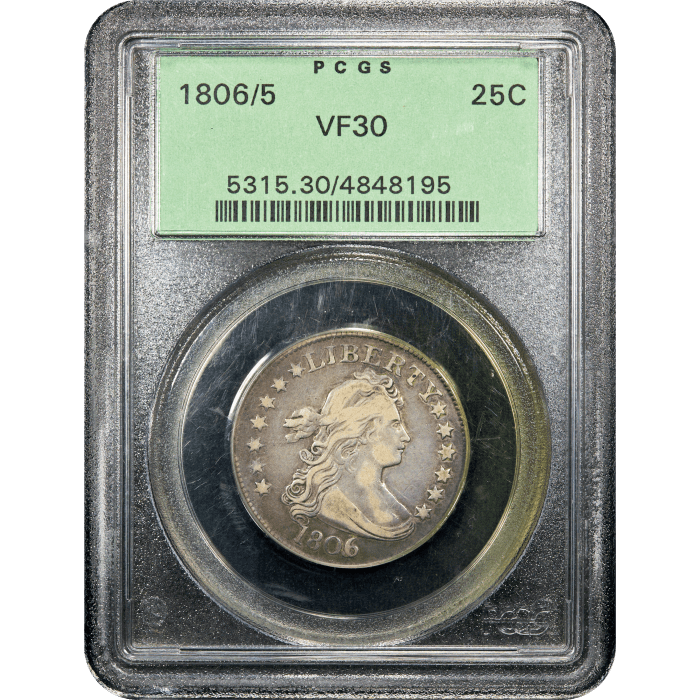 1806/5 Draped Bust Quarter (25c) OGH Obverse Slab Image