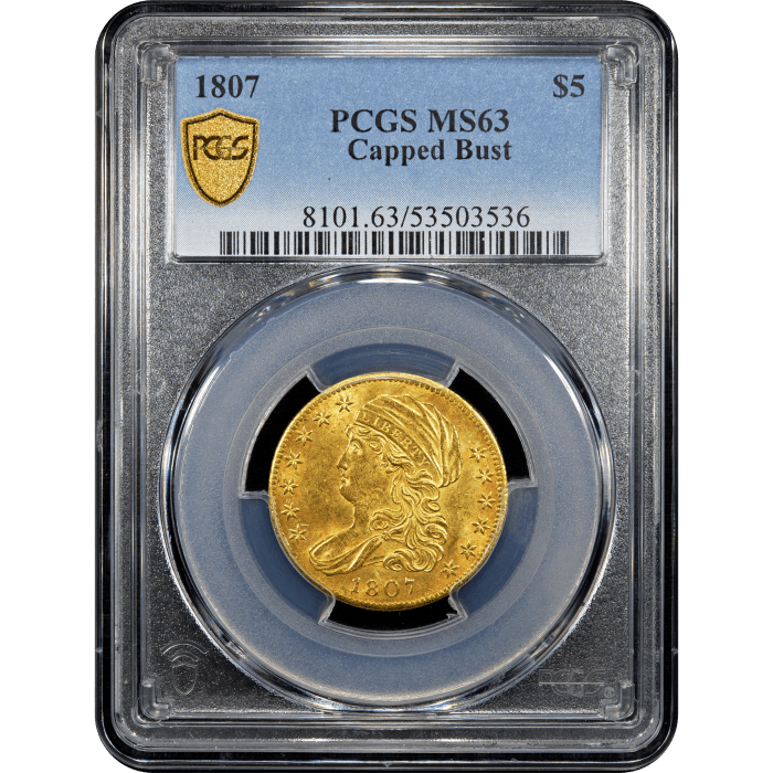 1807 Capped Bust Gold Half Eagle ($5) Obverse Slab Image