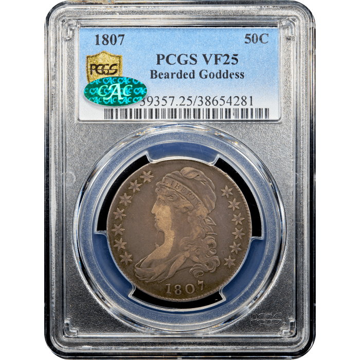 1807 Capped Bust Half Dollar (50c) Bearded Goddess  SLAB Image