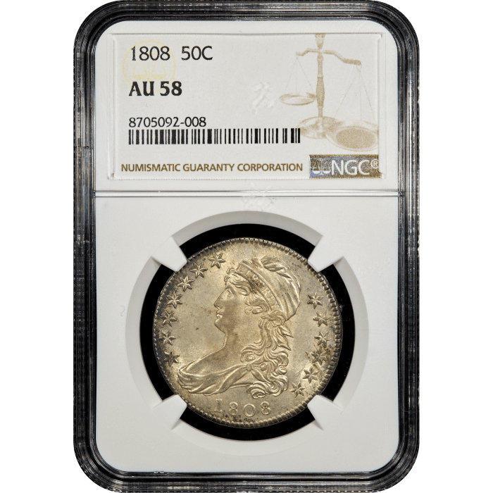 1808 Capped Bust Half Dollar (50c) Obverse Slab Image