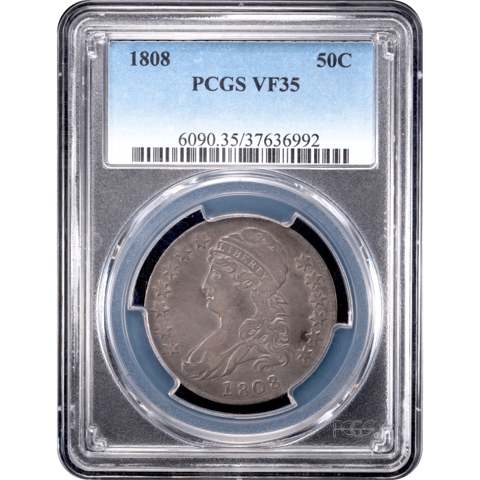 1808 Capped Bust Half Dollar (50c) Obverse Slab Image