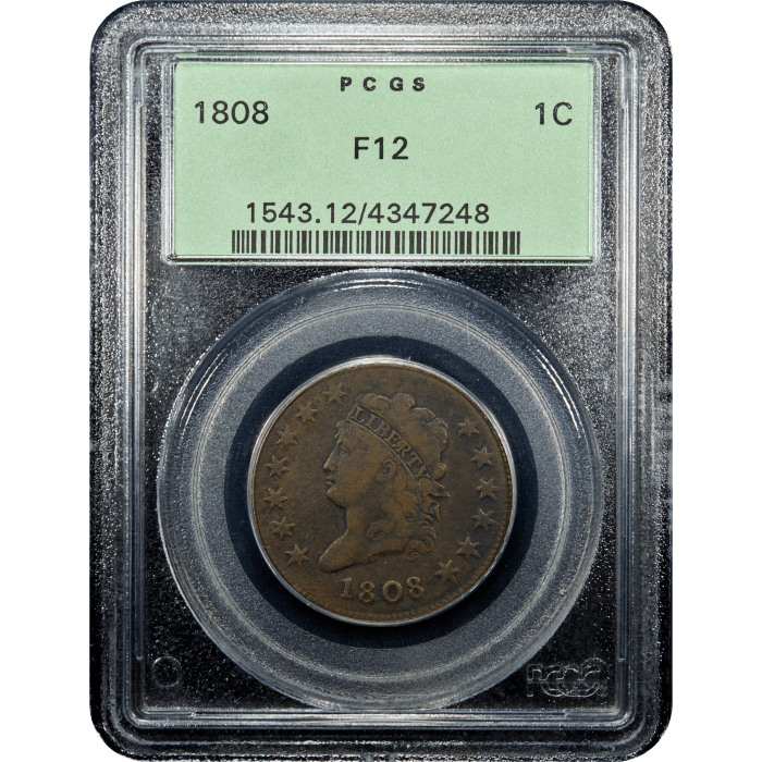 1808 Classic Head Large Cent (1c) Obverse Slab Image