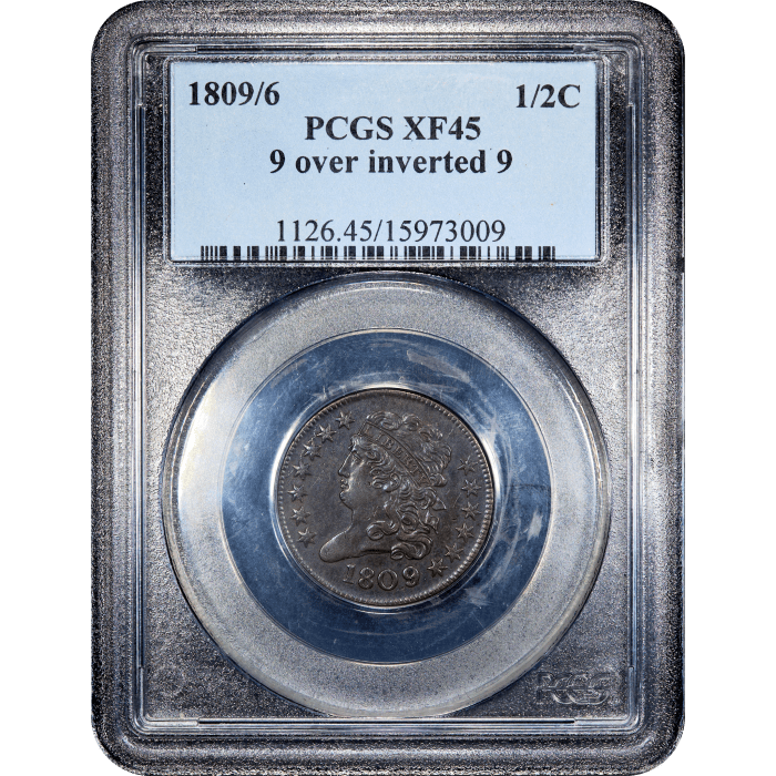 1809/6 Classic Head Half Cent (1/2c) 9 Over Inverted 9 Obverse Slab Image