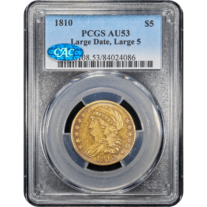 1810 Capped Bust Gold Half Eagle ($5) Large Date, Large 5 Obverse Slab Image