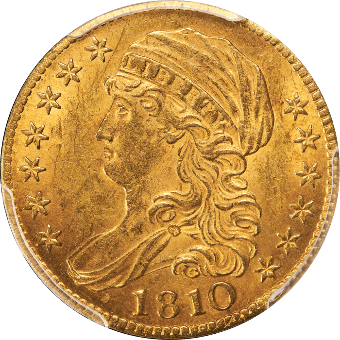 1810 Capped Bust Gold Half Eagle ($5) Large Date, Large 5 Obverse Image