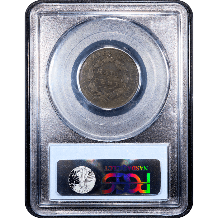 1811 Classic Head Half Cent (1/2c) Cohen 1 Reverse Slab Image