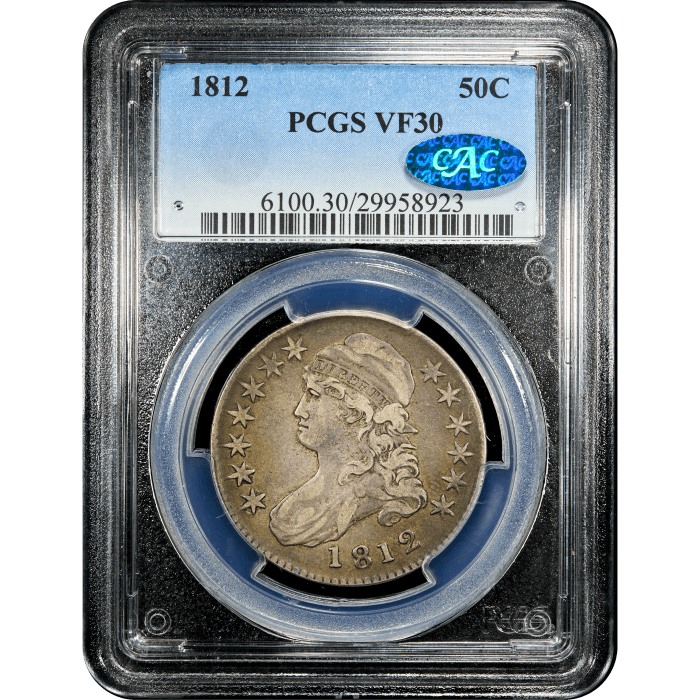 1812 Capped Bust Half Dollar (50c) Obverse Slab Image