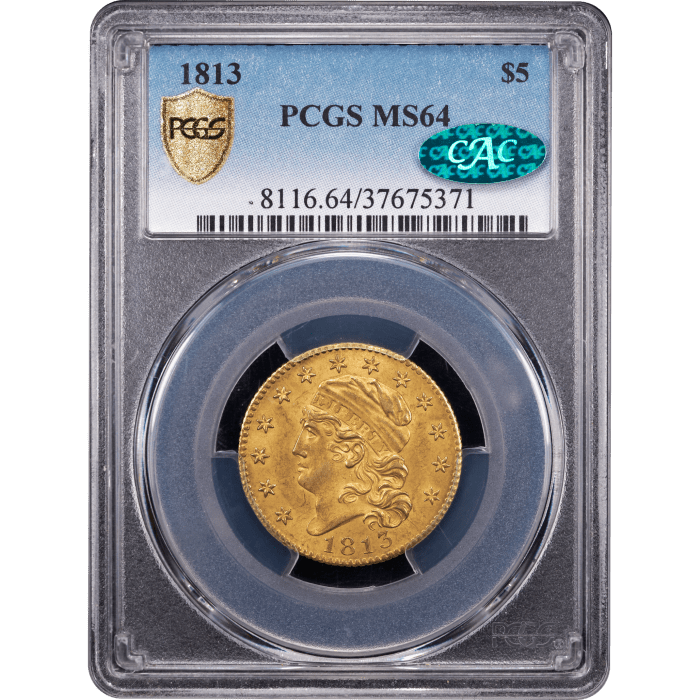 1813 Capped Bust Gold Half Eagle ($5) Obverse Slab Image