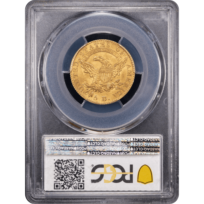1813 Capped Bust Gold Half Eagle ($5) Reverse Slab Image