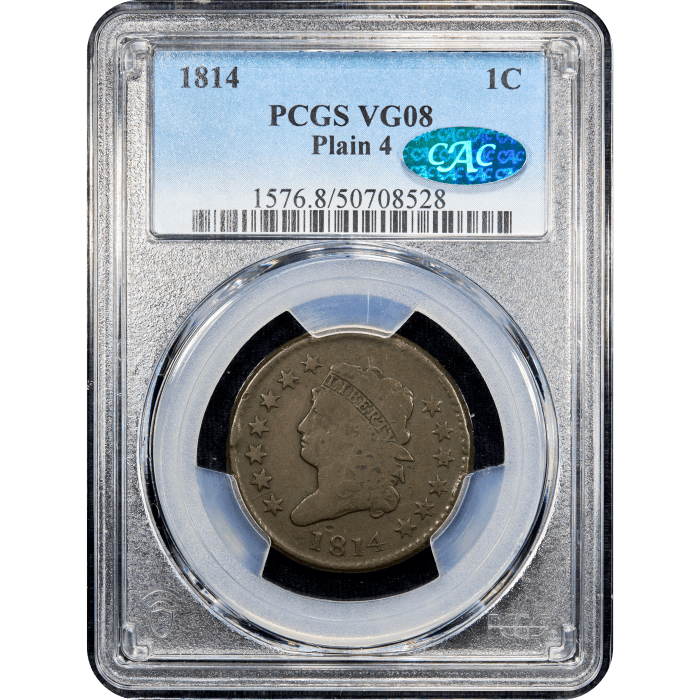 1814 Classic Head Large Cent (1c) Plain 4 Obverse Slab Image